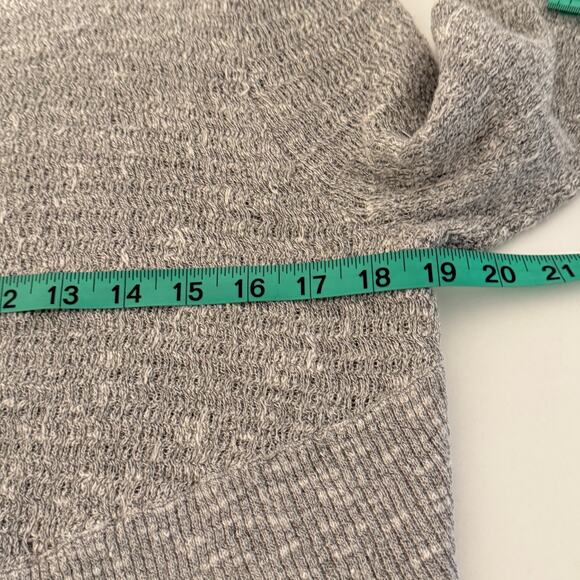 Free People Boho Wrap Sweater Sz L Mock Neck Linen Blend Heathered Fall Casual - Picture 8 of 9